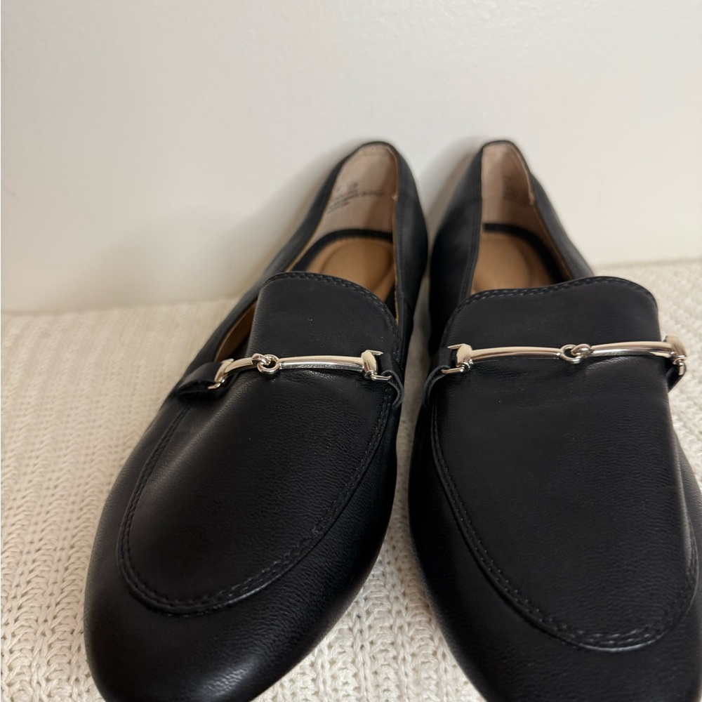 Rachel Zoe Black Faux Leather Slip-On Loafers with silver  Bit Detail size 9.5 - Picture 5 of 12
